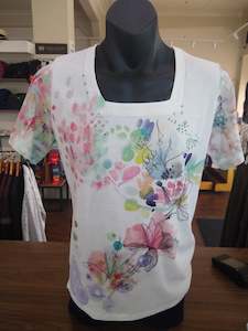 Bagoraz: Bagoraz Ladies Square Neck Short Sleeve Top Floral Print
