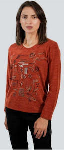 Kalisson: Kalisson Rust and Gold Long Sleeve Top
