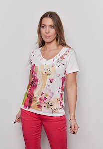 Kalisson: Kalisson Pink Multi Short Sleeve Top