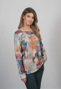 Kalisson: Kalisson Multi Round Neck Long Sleeve Top
