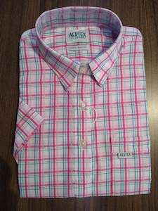 Bfcm: Aertex Wells Pink Check Short Sleeve Shirt