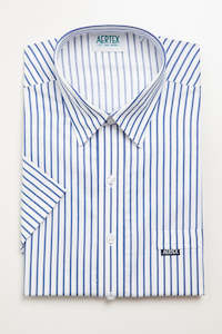 Bfcm: Aertex Light Blue Stripe Short Sleeve Polo Shirt
