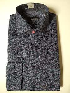 Gibson: Gibson Motion Navy and Squiggly Line Pattern Long Sleeve Shirt