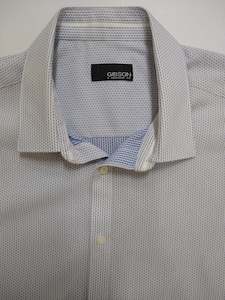 Gibson Fierce White and Navy Spot Long Sleeve Business Shirt