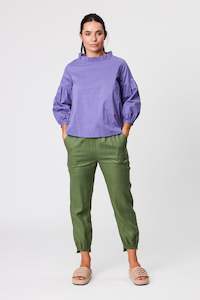 Blackstone Jacaranda Half Sleeve Raw Edge Top