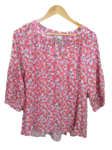 Blackstone Luscious Red Gathered Yoke Half Sleeve Top