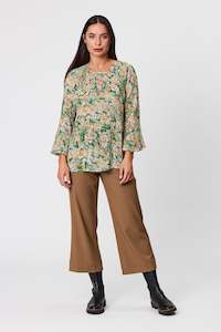 Blackstone Soft Emerald Pleated Printed Soft Top