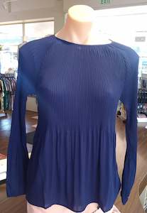 Blackstone Ink Plain Pleated Long Sleeve Top