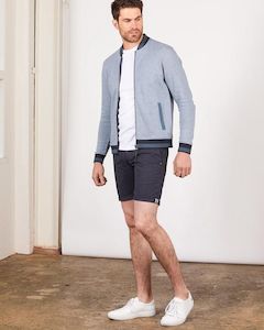 Rembrandt Domino Blue Knit Bomber Jacket