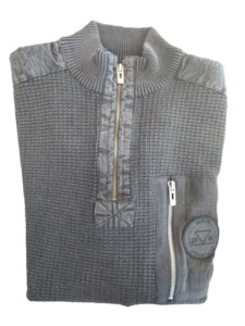 Berlin Black 1/4 Zip Waffle Sweatshirt