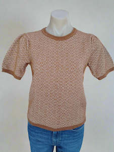Noble Wilde: Noble Wilde Russet Pearl Crew Neck Knit Top