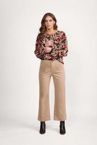 Vassalli: Vassalli Wide Leg Ankle Grazer Pant - Oat