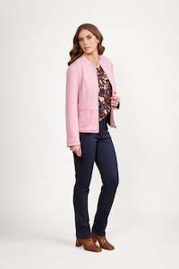 Ladies Coats Jackets: Vassalli Long Sleeve Lined Zip Up Jacket with Front Zip detail - Rose