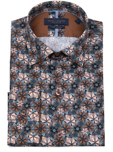 Guide London: Guide London Geometric Floral Pattern Long Sleeve Shirt Multi