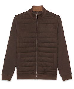 Guide London: Guide London Modern Bomber Jacket with Zip - Brown
