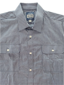 Outlet: Milton Blue Navy Check Short Sleeve Shirt