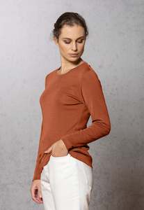 Bay Road Merino Harper Crew Neck Top -Tangerine