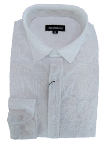 Mechmoto: Mechmoto Embroidered Linen White Long Sleeve Shirt