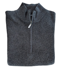 Mechmoto: Mechmoto Charcoal Cotton Zip Neck Line Jumper