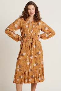 Ladies Dresses Skirts: Brakeburn Meadow Midi Dress-Gold