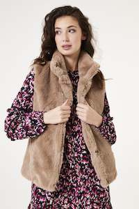 Garcia Faux Fur Waistcoat-Neutral Taupe