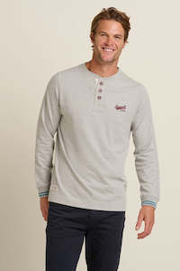 Brakeburn: Brakeburn Long Sleeve Henley T-Shirt-Grey