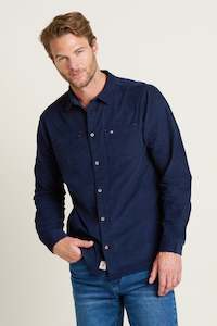 Brakeburn: Brakeburn Cord Long Sleeve Shirt-Navy