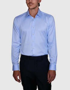 Abelard: Abelard Slim Fit Blue Bamboo/Tencel Long Sleeve Shirt