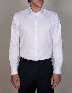 Abelard Modena Micro Dobby White Slim Fit Long Sleeve Shirt