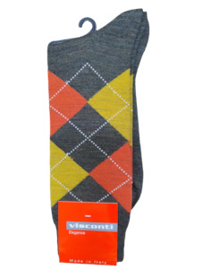 Mens Clothing Accessories: Visconti Italian Argyle Merino Wool Socks Brown