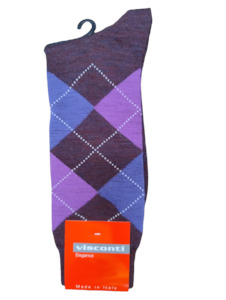 Visconti Italian Argyle Merino Wool Socks Purple