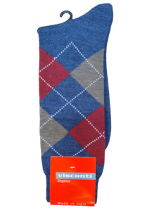 Visconti Italian Argyle Merino Wool Socks Navy