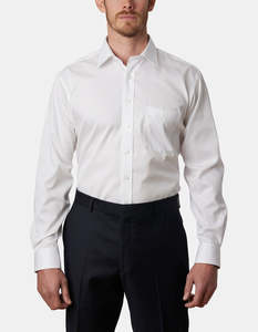 Abelard: Abelard Auvergne Diamond Dobby Long Sleeve Shirt - White