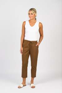 Vassalli: Vassalli 7/8 Length Elastic Waist Skinny Leg Pant - Pecan