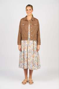 Vassalli Linen Jacket with Frayed Seams Pecan