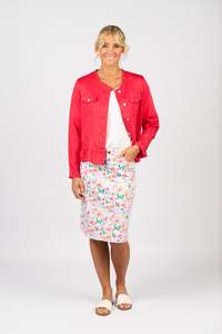 Vassalli: Vassalli Jacket With Frill Hem- Cherry