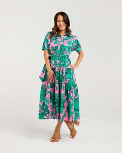 Seduce Elise Midi Dress - Pink Jungle