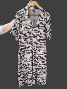 Country Road Print V Neck Midi Dress Abstract Animal