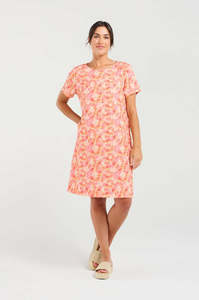 Ladies Dresses Skirts: Blackstone Alexia Printed Linen/Cotton Dress-Sunset Petals