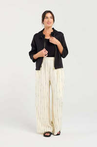 Blackstone Victoria Zip Front Jacket-Gold Zip-Black