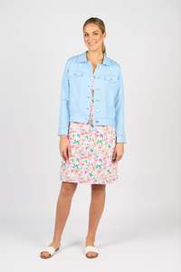 Vassalli Linen Jacket with Frayed Seams Sky Blue