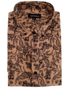 Mechmoto Black & Bronze Floral Short Sleeve Shirt