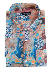 Mechmoto: Mechmoto Paisley Print Linen Short Sleeve Shirt