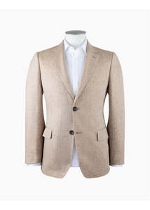 Mens Clothing Accessories: Rembrandt Cooper Beige Linen Herringbone Blazer