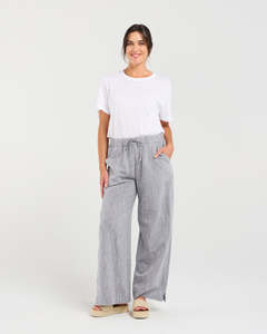 Blackstone: Blackstone Marjie Wide Leg CD Pant-Ink Stripe