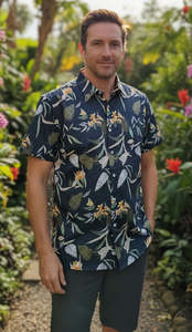 John Lennon Navy Floral Short Sleeve Shirt