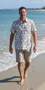 New: Portobello Road Ironcheater Off White Floral Short Sleeve Shirt