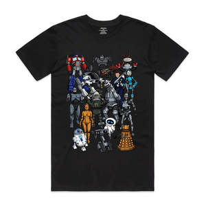 Isthatso Mens Black Robots Short Sleeve T-Shirt