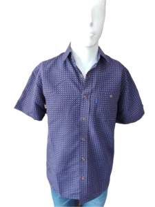 Portobello Road Ironcheater Navy and White Short Sleeve Shirt