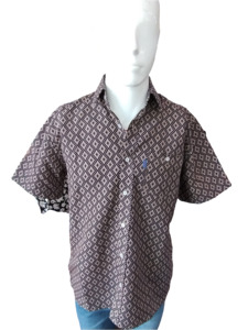 Portobello Road: Portobello Road Ironcheater Black and Taupe Short Sleeve Shirt